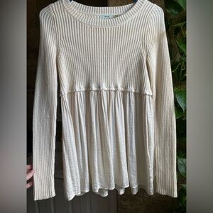 Kimchi Blue White Knit and Silk Top